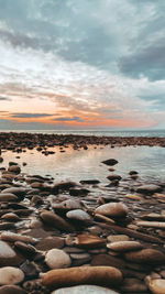 Scenic view of sea during sunset