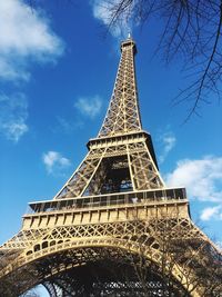 Low angle view of eiffel tower against sky