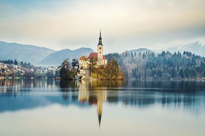 View of church at waterfront