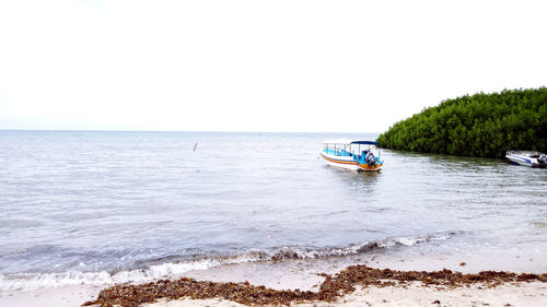 Scenic view of sea against clear sky