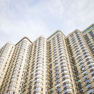 Low angle view of modern building against sky