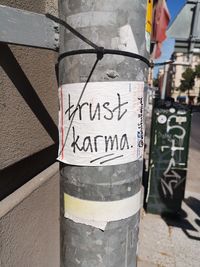 Close-up of text on street