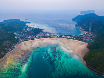 High angle view of beach