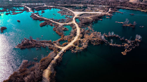 High angle view of sea