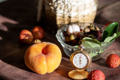 Close-up of fruits on table