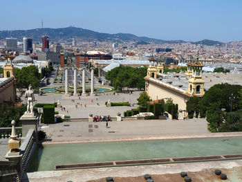 High angle view of buildings in city