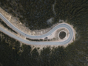 High angle view of car on road