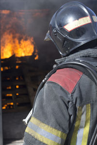 Firefighter working at accident site