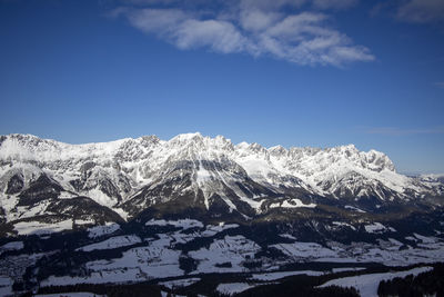 Snowcapped mountains against sky