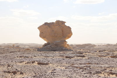 Rock formation on land against sky