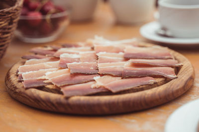 Close-up of dessert in plate on table