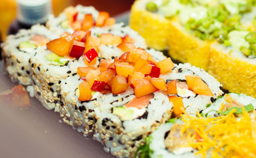 Close-up of salad served in plate