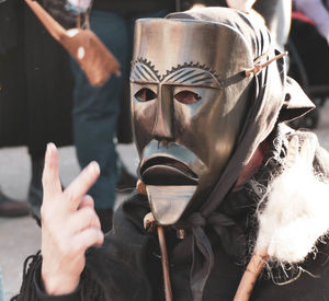 Close-up of man wearing mask
