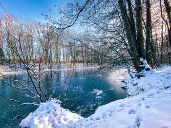 Scenic view of frozen lake during winter