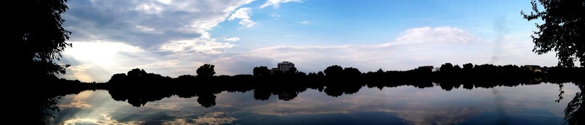 Reflection of cloudy sky on water