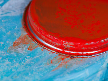 Close-up of red table