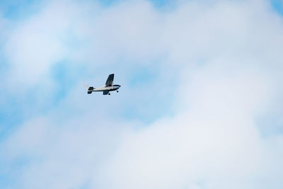 Low angle view of airplane flying in sky