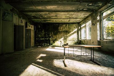 Interior of abandoned building in chernobyl