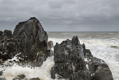 Scenic view of sea against cloudy sky