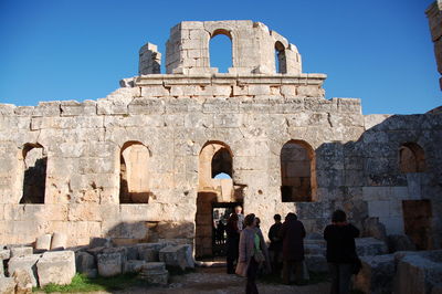 Tourists at historical building