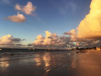 Scenic view of sea against sky at sunset