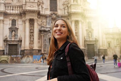 Brazilian school exchange girl visiting europe within the exchange program