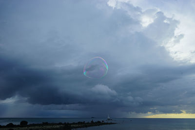 Scenic view of sea against cloudy sky