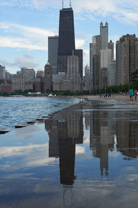 Reflection of buildings in water