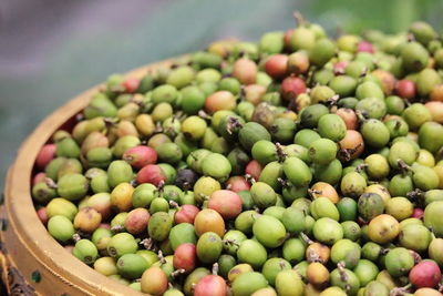 High angle view of fruits in container