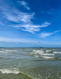 Scenic view of sea against blue sky