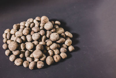 High angle view of coffee beans on table