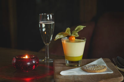 Close-up of drinks on table