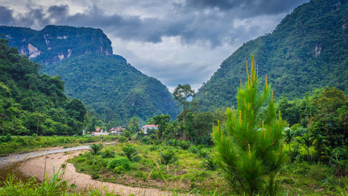 Scenic view of mountains against sky