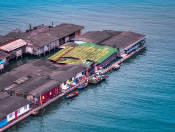 High angle view of pier over sea