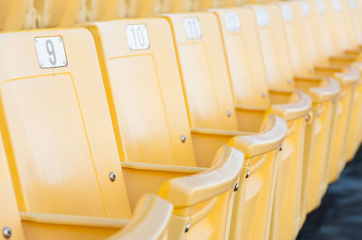 High angle view of empty seats