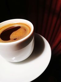 High angle view of coffee on table