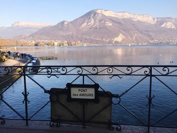 View of lake with mountain in background