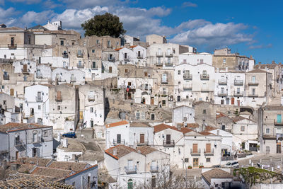 The old town of monte sant angelo on the gargano mountains in the puglia region of italy