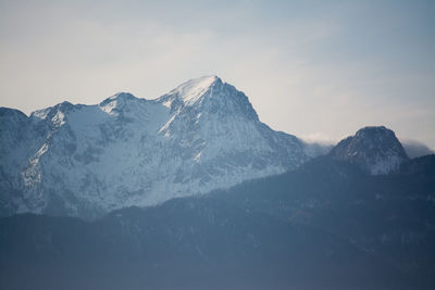 Scenic view of snow mountains against sky