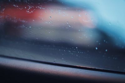 Close-up of water drops on glass