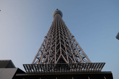 Low angle view of tower against clear sky