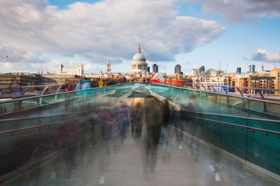 Millennium bridge and st pauls cathedral in london,uk