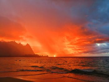 Scenic view of sea against sky during sunset