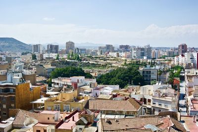 High angle view of townscape against sky