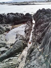 Scenic view of rocky beach