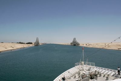 High angle view of boats in sea