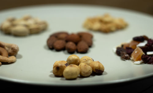 Close-up of breakfast in plate on table