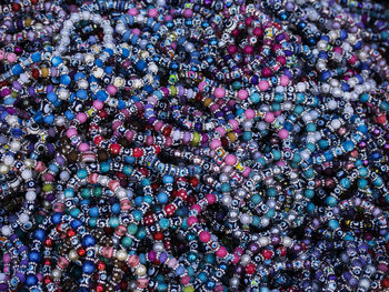 Full frame shot of colorful bracelets at market