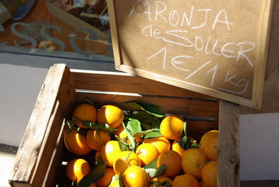 High angle view of fruits for sale in market