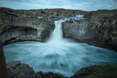 Scenic view of waterfall